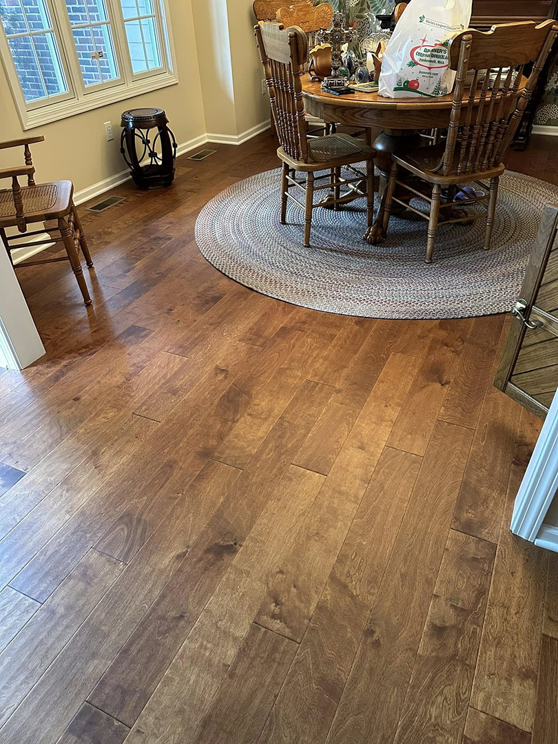 hardwood flooring remodel in an Okemos dining room